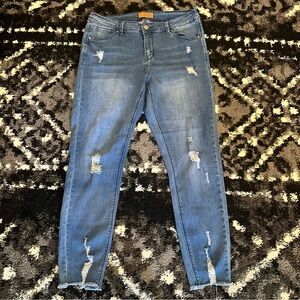 Wax Jean Butt, I Love You Women's Blue Distressed Jeans Sz 14